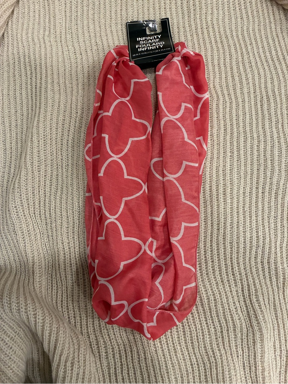 Infinity Scarf - Coral Pink Patterned Women’s Scarf